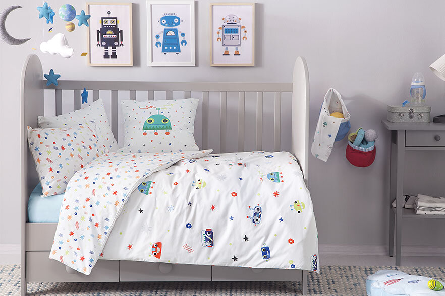 Robot Bebek Ranforce Nevresim Takımı Yataş Bedding